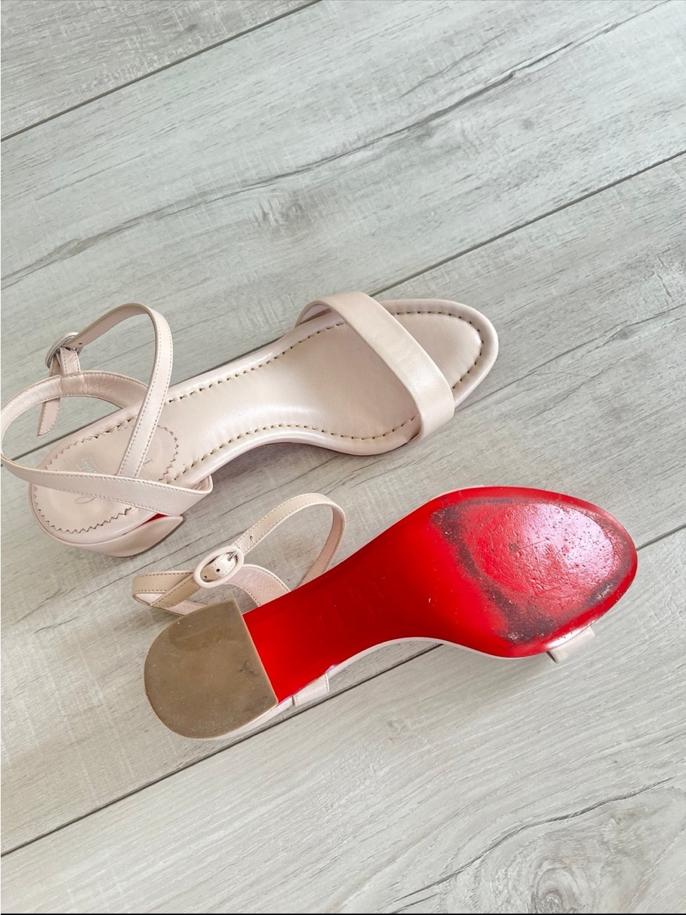 Christian Louboutin Blush Leather Ankle-Strap Sandals - Picture 5 of 5